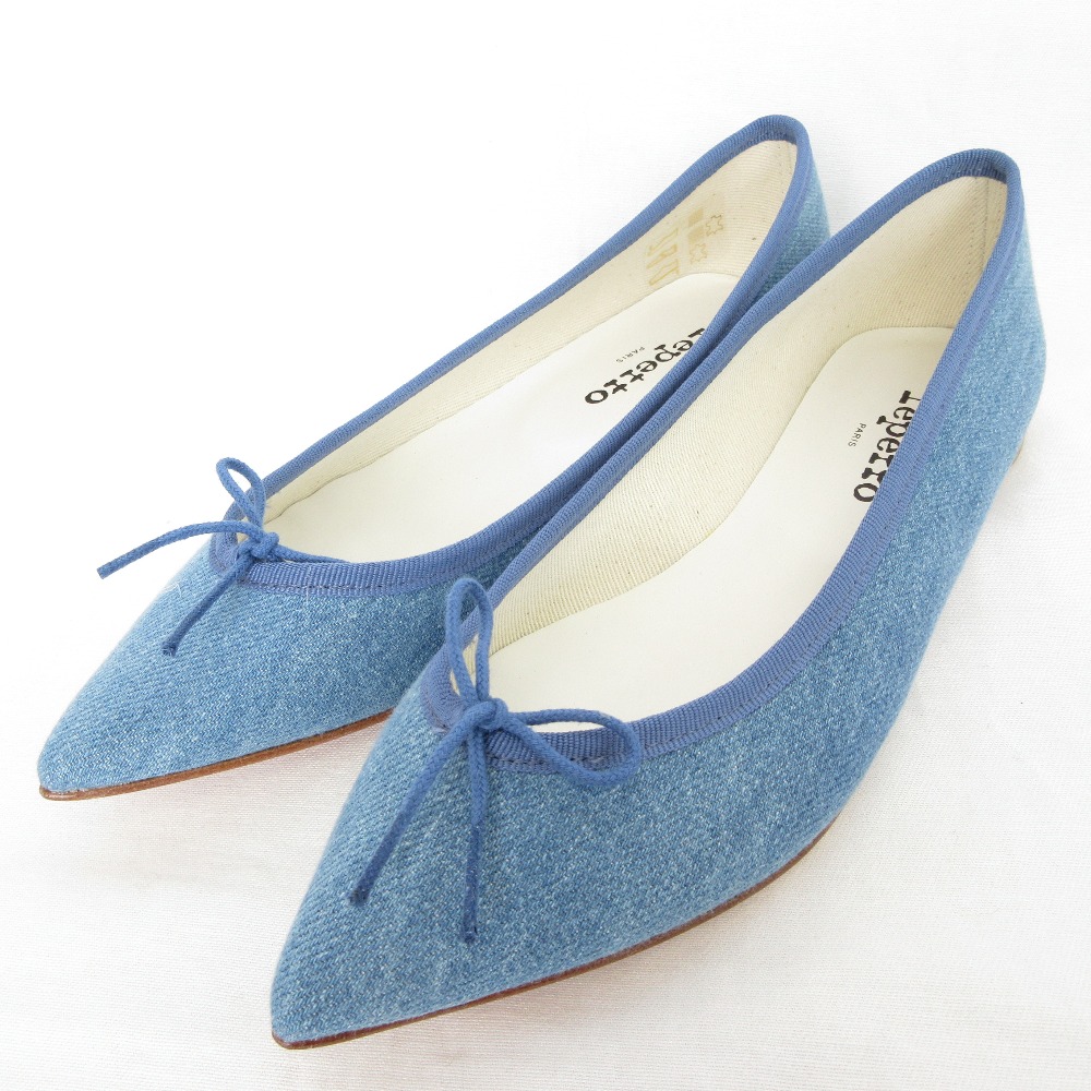 【中古】新品同様 repetto レペット ブリジット デニム フラットシューズ パンプス 36 1/2 23.5cm ブルー レディース Luxs ブランド古着のリュクス
