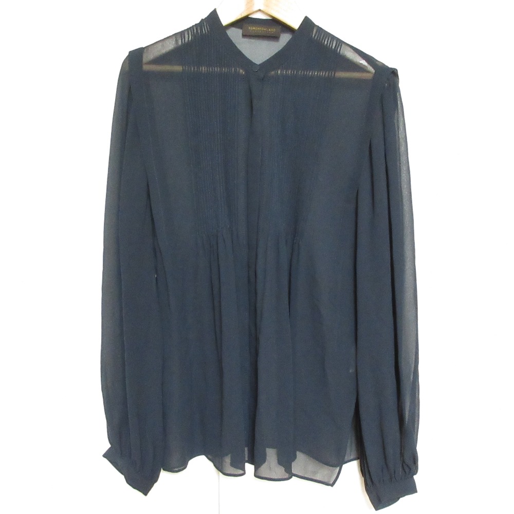 【中古】美品 25AW TOMORROWLAND collection トゥモローランド コレクション シルクシフォン ブラウス 13-01-54-01202 サイズ36 ネイビー レディース Luxs ブランド古着のリュクス