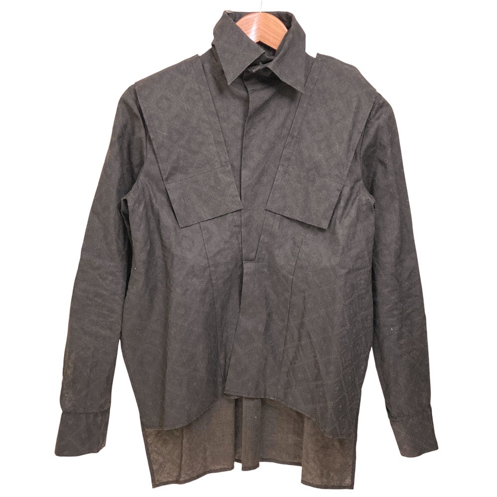 【中古】美品 23SS Yohji Yamamoto ヨウジヤマモト LINEN BOXY BLOUSE 長袖 リネン ブラウス シャツ サイズ1 ブラウン レディース Luxs ブランド古着のリュクス