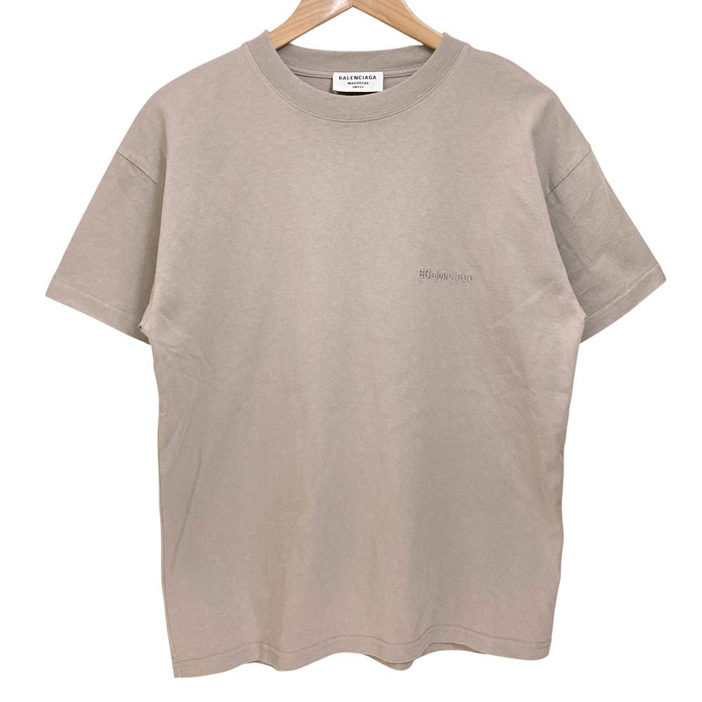 【中古】美品 BALENCIAGA バレンシアガ ロゴ刺繍 Tシャツ 612965 XS グレー メンズ Luxs ブランド古着のリュクス