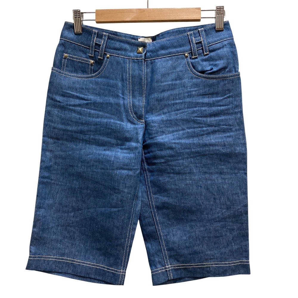 【中古】美品 HERMES エルメス メドールスタッズ ハーフ デニムパンツ ショートパンツ SIZE36 ライトブルー レディース Luxs ブランド古着のリュクス