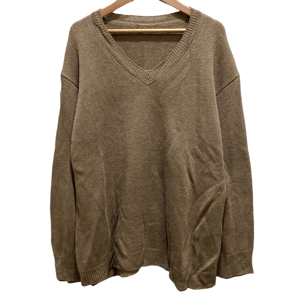 【中古】美品 25SS Deuxieme Classe ドゥーズィエムクラス Fascinating リネン ロングスリーブ ニット カットソー キャメル レディース Luxs ブランド古着のリュクス