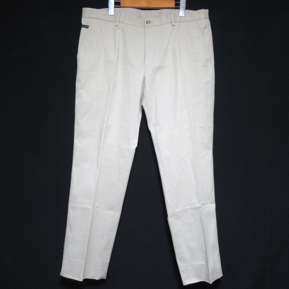 【中古】美品 DOLCE&GABBANA ドルチェ&ガッバーナ ロゴプレート ストレッチ チノパンツ サイズ54 ベージュ メンズ Luxs ブランド古着のリュクス