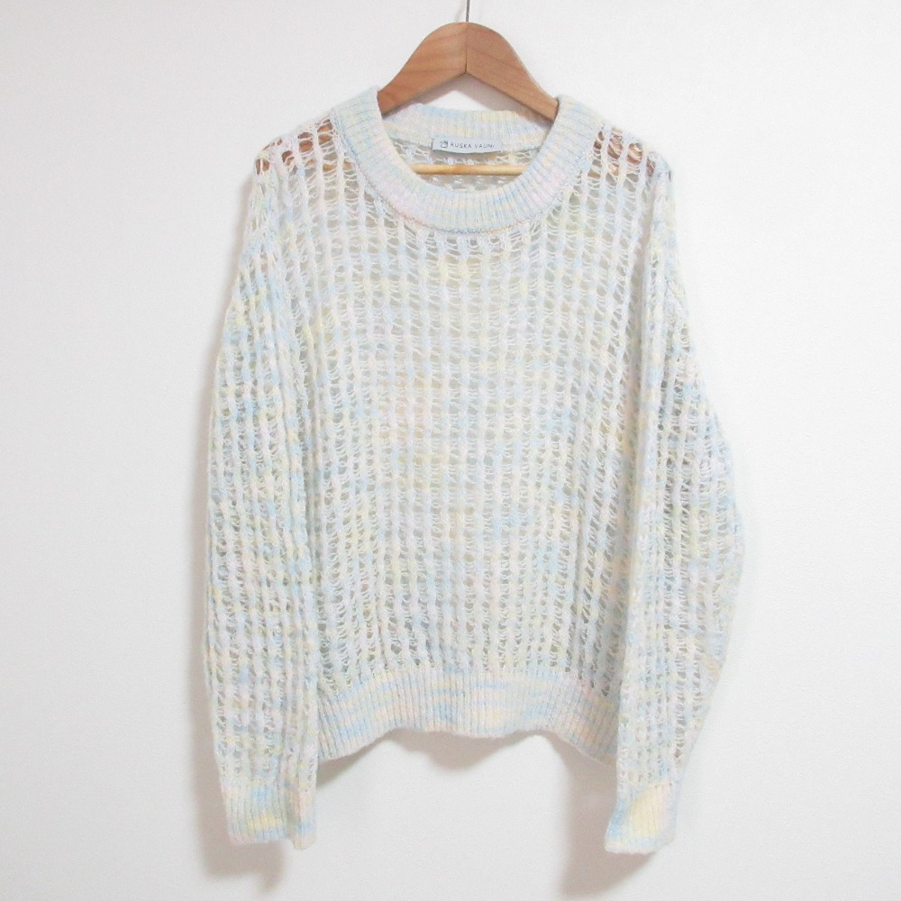 【中古】美品 25SS RUSKA VAUNI ローゲージニットプルオーバー セーター Fサイズ コットンキャンディー レディース Luxs ブランド古着のリュクス