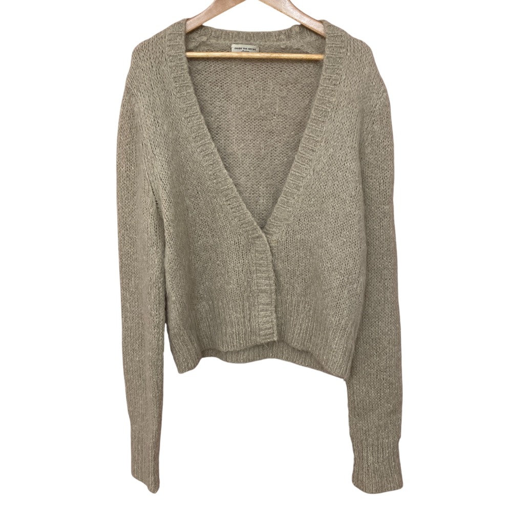【中古】美品 Dries Van Noten ドリスヴァンノッテン アルパカモヘヤニットカーディガン M グレージュ レディース Luxs ブランド古着のリュクス