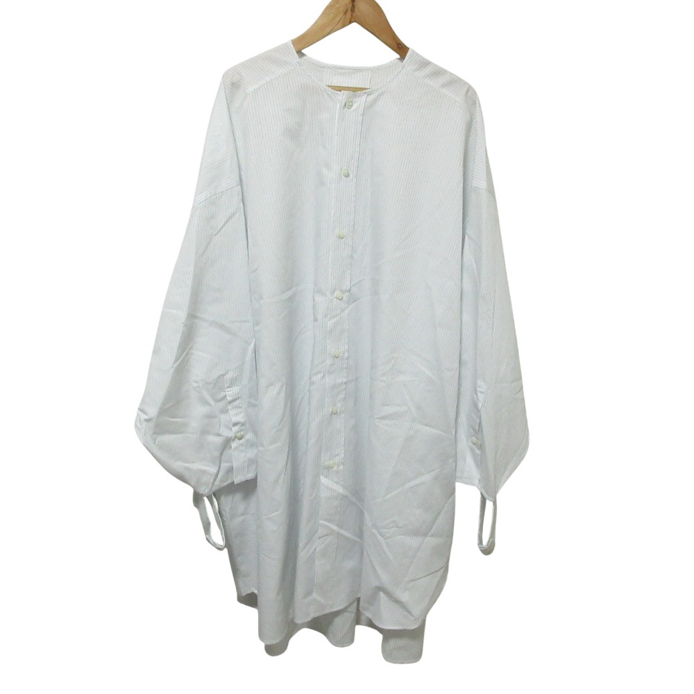 【中古】良品 Maison Margiela メゾンマルジェラ1 ストライプ ロング シャツワンピース S51DL0302 XS ホワイト ブルー レディース Luxs ブランド古着のリュクス