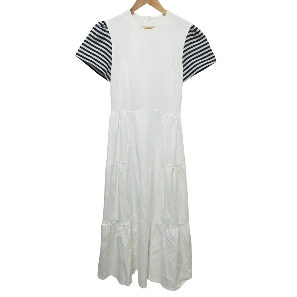 【中古】美品 クリーニング済 23SS BORDERS at BALCONY ボーダーズアットバルコニー BORDER SLEEVE TEE DRESS ワンピース 36 ホワイト レディース Luxs ブランド古着のリュクス