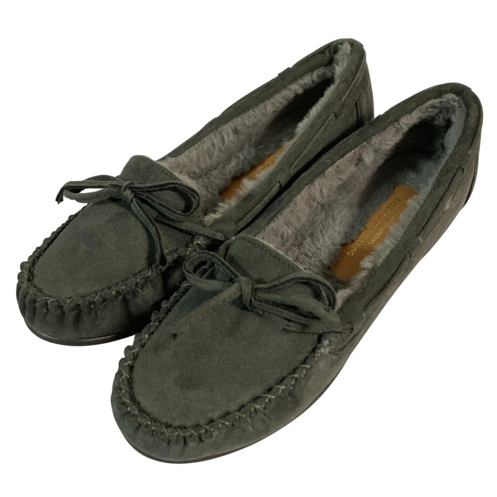 【中古】美品 UNITED ARROWS グリーンレーベルリラクシング ユナイテッドアローズ フェイクファー モカシンシューズ サイズL 約24cm グレー レディース Luxs ブランド古着のリュクス