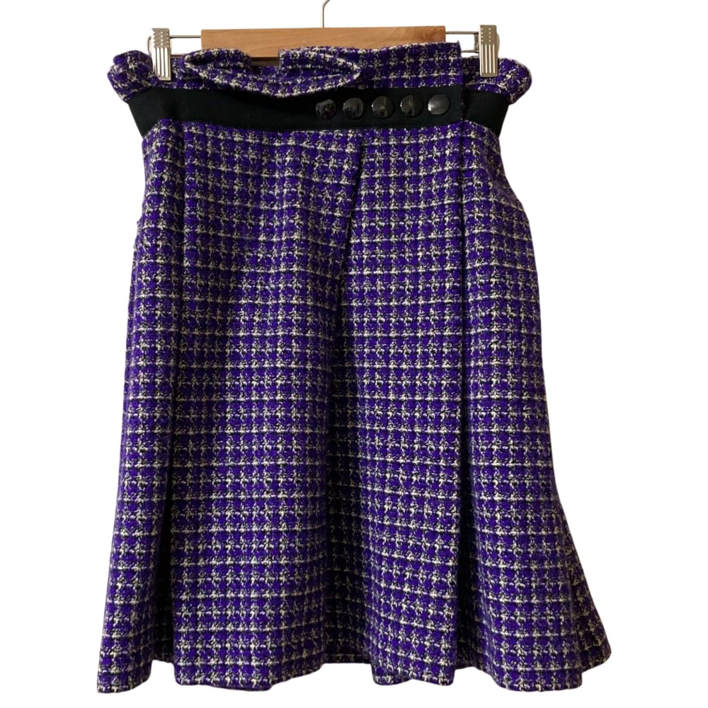 【中古】美品 tricot COMME des GARCONS トリココムデギャルソン ツイードスカート TL-S201 Sサイズ パープル レディース Luxs ブランド古着のリュクス