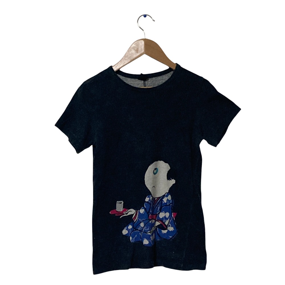 【中古】 Y's Yohji Yamamoto ワイズ ヨウジヤマモト 妖怪 一つ目小僧 プリント Tシャツ サイズ3 グレー レディース Luxs ブランド古着のリュクス