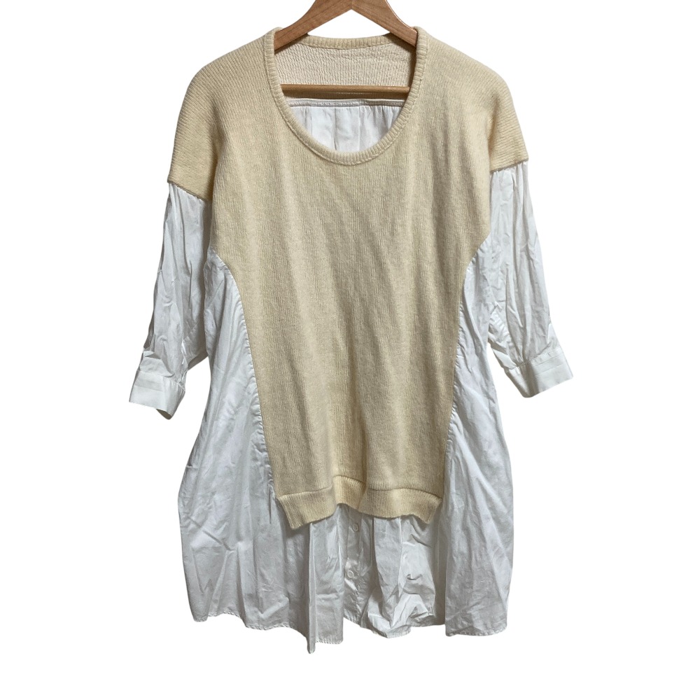 【中古】良品 Y's ワイズ ヨウジヤマモト 17-18AW ルック掲載 ニットドッキング ブラウス YK-B13-809 サイズ2 アイボリー ホワイト レディース Luxs ブランド古着のリュクス｜Luxs（ブランド古着のリュクス）