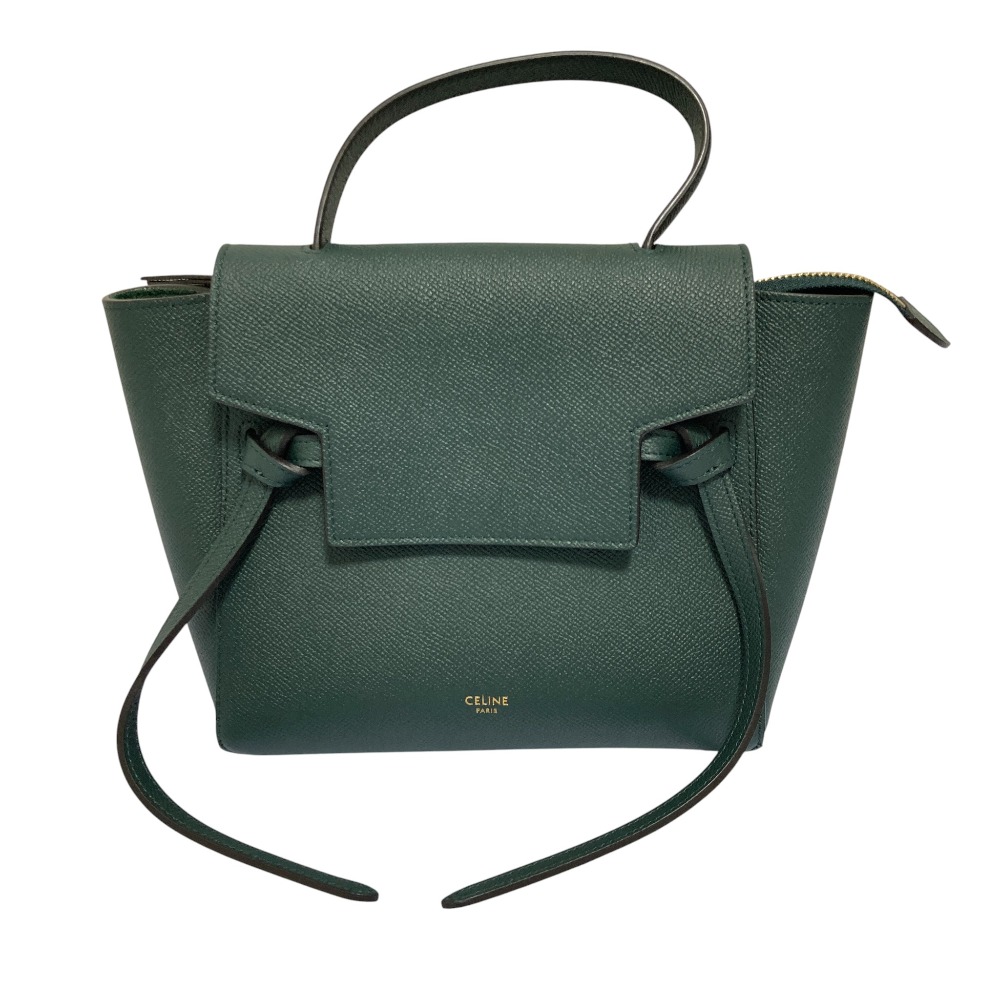 【中古】美品 CELINE セリーヌ ナノ ベルトバッグ 2WAY ショルダーバッグ ハンドバッグ グリーン レディース Luxs ブランド古着のリュクス|Luxs(ブランド古着のリュクス)