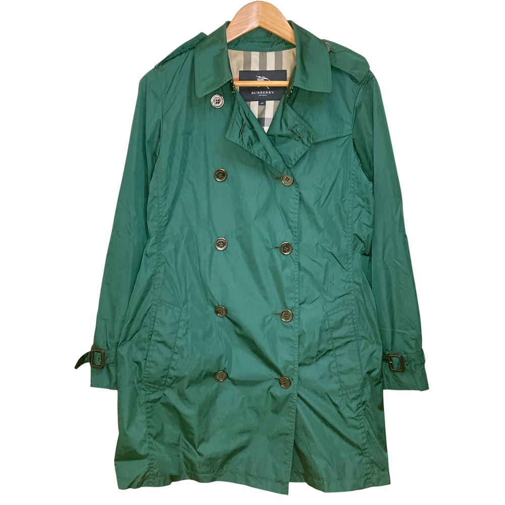 【中古】 BURBERRY LONDON バーバリーロンドン バッカブル ナイロン トレンチコート サイズ40 グリーン レディース Luxs ブランド古着のリュクス
