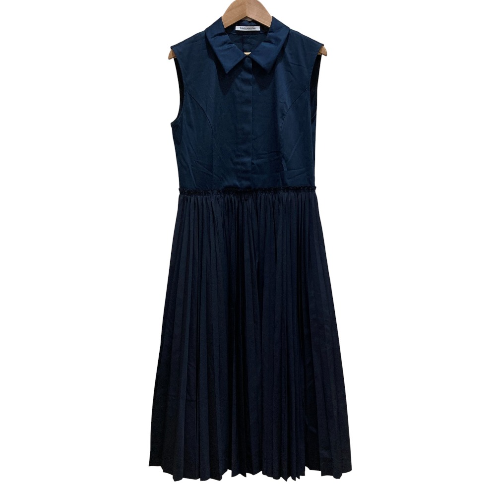 【中古】美品 FOXEY NEW YORK フォクシーニューヨーク Sevilla Dress プリーツ ノースリーブ ワンピース 42764 サイズ40 ネイビー レディース Luxs ブランド古着のリュクス
