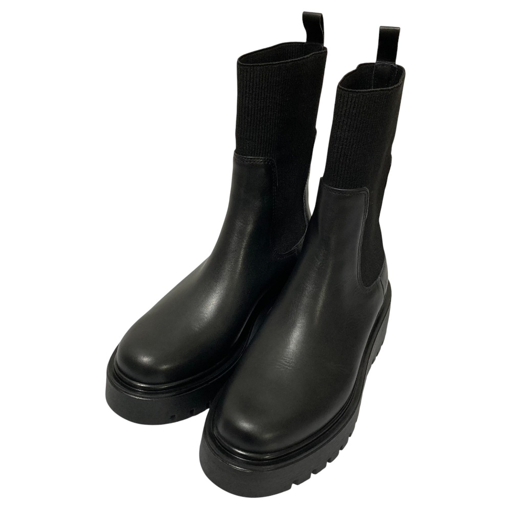 【中古】新品同様 CORSO ROMA 9 コルソローマ ノーヴェ サイドゴア リブニット ブーツ サイズ36 約23cm ブラック レディース Luxs ブランド古着のリュクス
