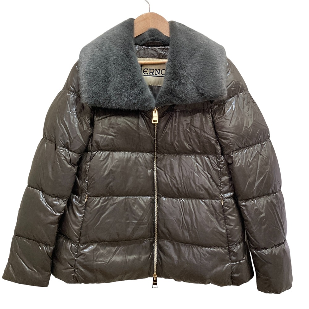 【中古】美品 24AW HERNO ヘルノ ナイロンウルトラライト&ニューレディフェイクファー ダウンジャケット PI001923D サイズ40 ブラウン レディース Luxs ブランド古着のリュクス|Luxs(ブランド古着のリュクス)