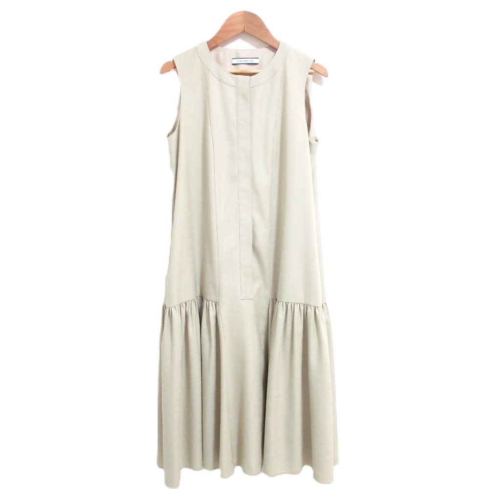 【中古】良品 FOXEY NEW YORK フォクシーニューヨーク Sleeveless Flare Tunic ノースリーブワンピース 35954 38サイズ ベージュ レディース Luxs ブランド古着のリュクス