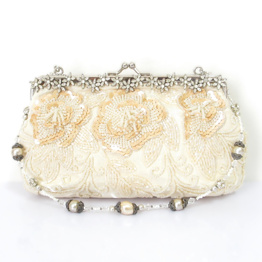 【中古】良品 Todd Anthony トッドアンソニー ビーズ刺繍 ビジュー パーティバッグ ハンドバッグ アイボリー レディース Luxs ブランド古着のリュクス