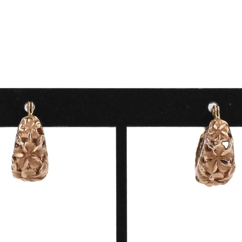 【中古】美品 ハワイアンジュエリー 14K プリメリア フープ リング ピアス ピンクゴールド レディース Luxs ブランド古着のリュクス｜Luxs（ブランド古着のリュクス）