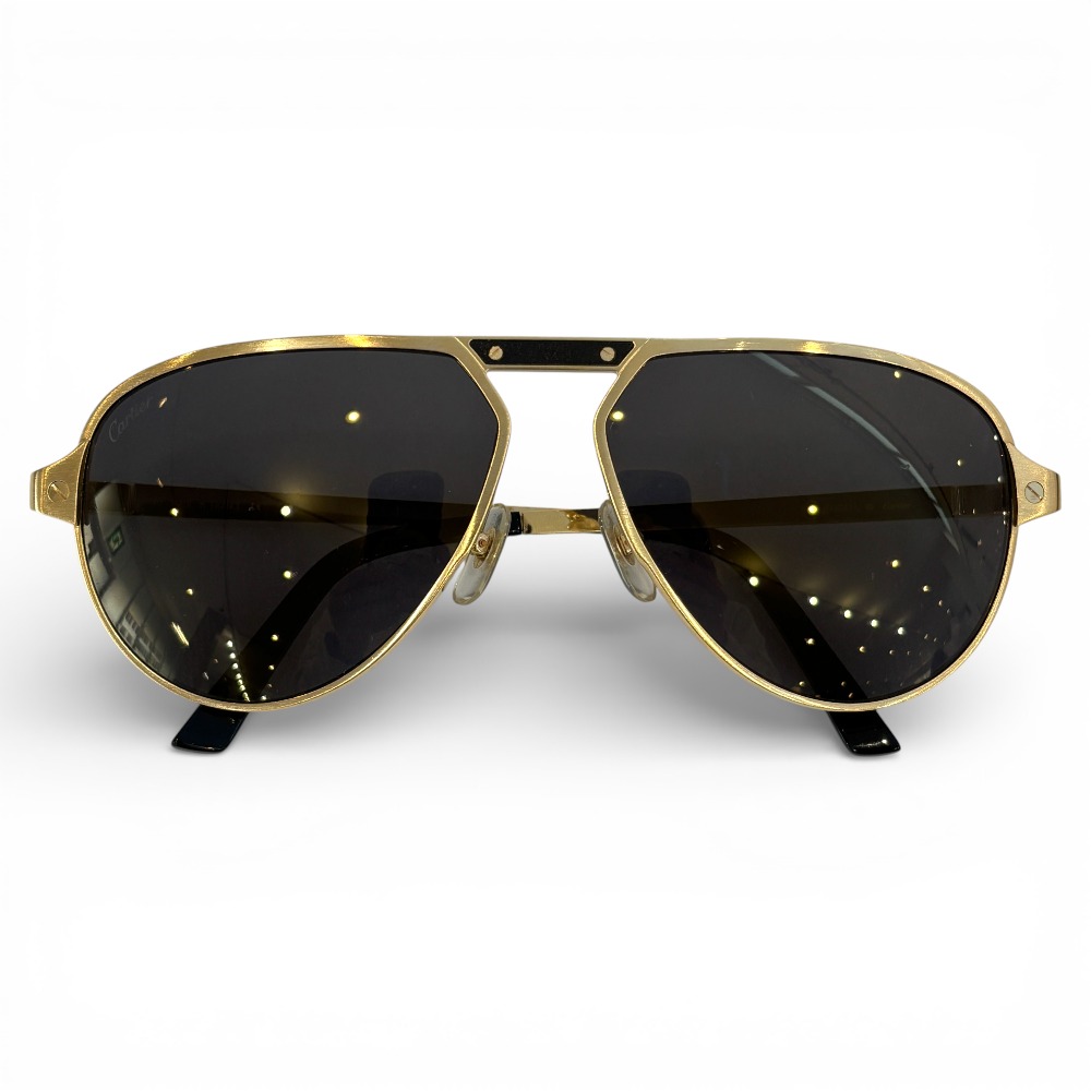 【中古】良品 Cartier カルティエ ティアドロップ サングラス CT0101S ゴールドカラー ブラックレンズ メンズ レディース Luxs ブランド古着のリュクス