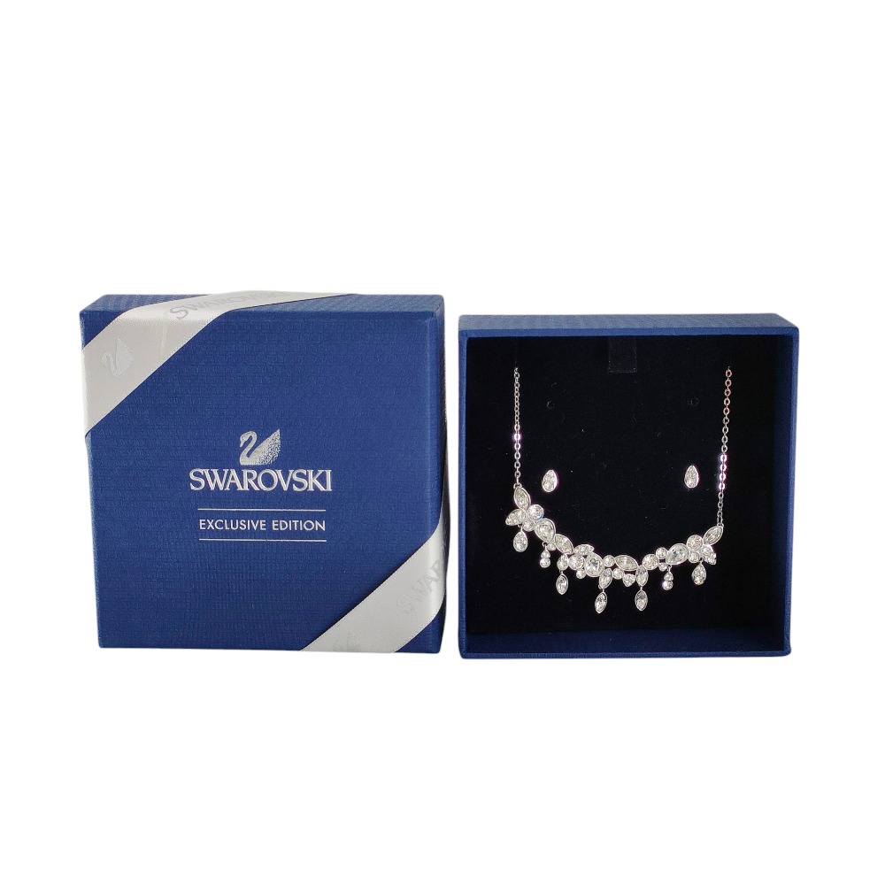 【中古】新品同様 SWAROVSKI スワロフスキー EXCLUSIVE EDITION Diapason ネックレス ピアス 2点セット シルバーカラー レディース Luxs ブランド古着のリュクス 8,280円