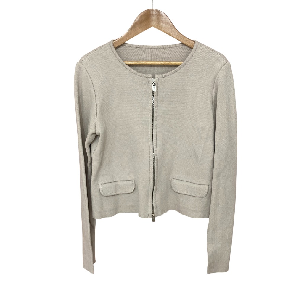 【中古】美品 FOXEY フォクシー Urban Standard ニット ノーカーラージャケット 38054 サイズ40 ライトベージュ レディース Luxs ブランド古着のリュクス