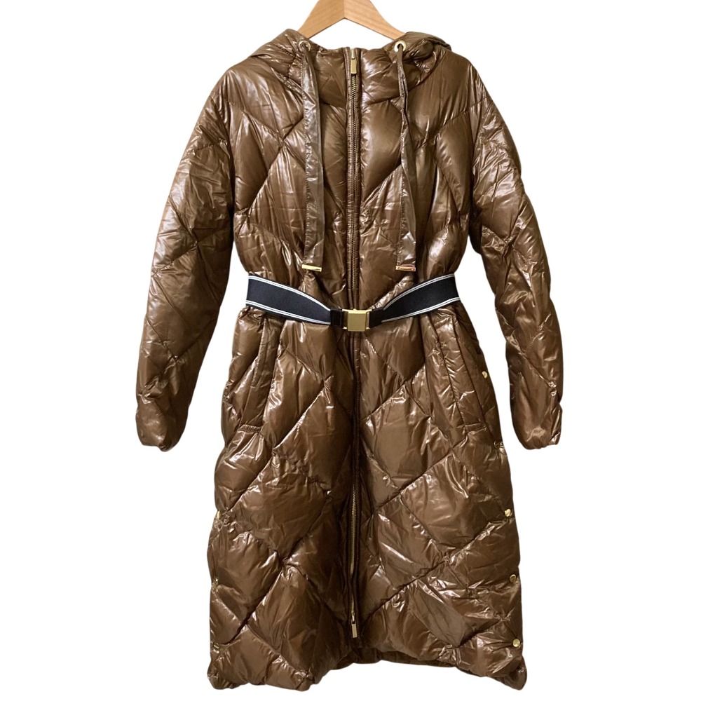 【中古】美品 24AW Max Mara マックスマーラ THE CUBE ナイロン ロング フーデッドダウンコート サイズ36 ブラウン レディース Luxs ブランド古着のリュクス