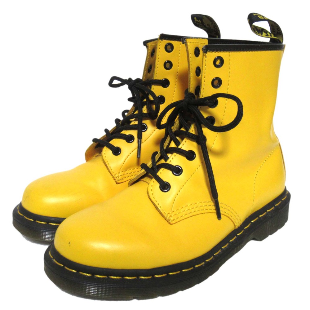 【中古】美品 DR. MARTENS ドクターマーチン 1460 8ホールブーツ レースアップ ショートブーツ サイズUK5 24cm相当 イエロー レディース Luxs ブランド古着のリュクス