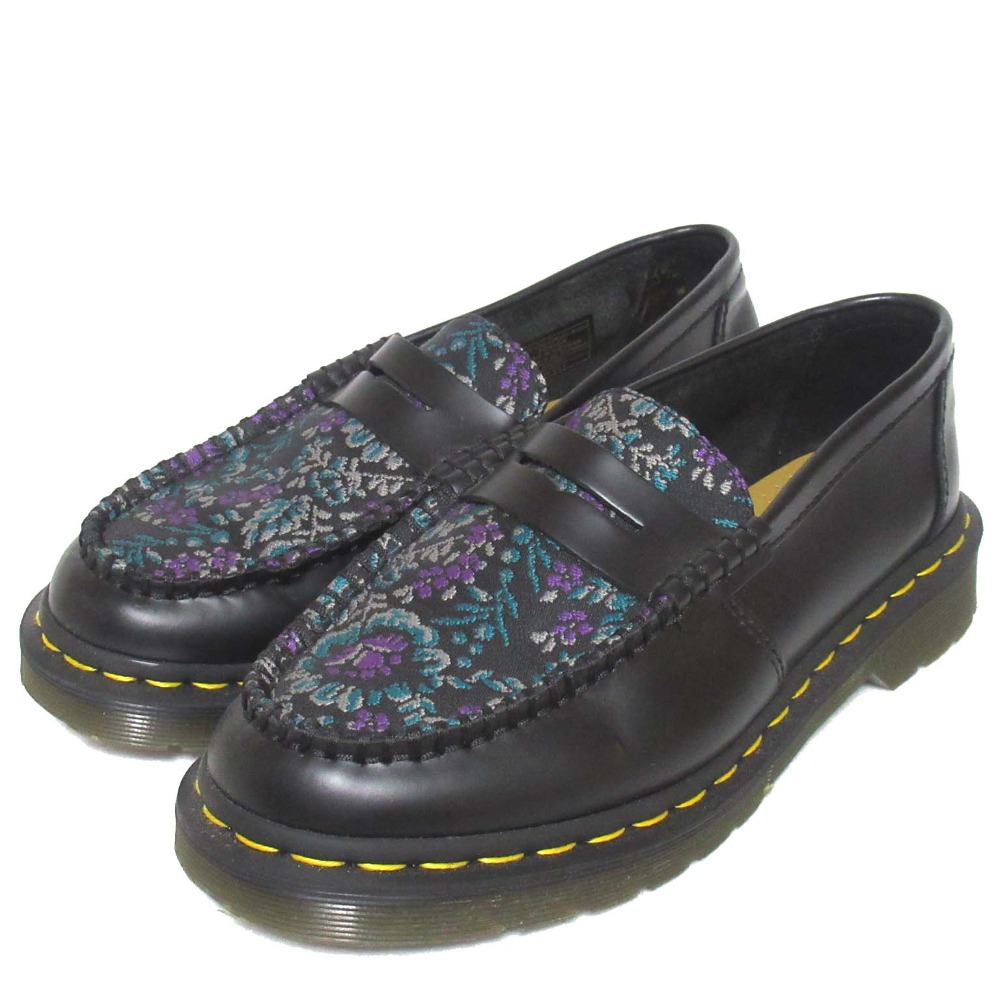 【中古】未使用 DR. MARTENS ドクターマーチン ペントン フローラルジャガード コイン ローファー サイズUK5 約24cm ブラック メンズ Luxs ブランド古着のリュクス