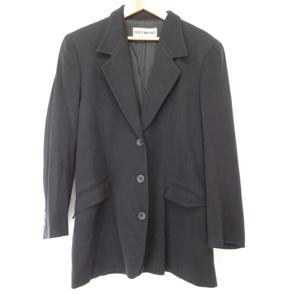 【中古】良品 ISSEY MIYAKE イッセイミヤケ 90s ヴィンテージ シングル テーラードジャケット Mサイズ ブラック レディース Luxs ブランド古着のリュクス