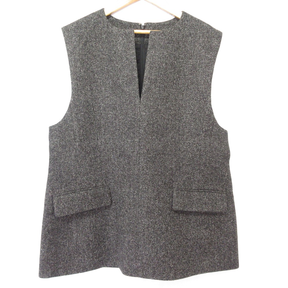 【中古】美品 24AW LOUNGEDRESS ラウンジドレス ネップツイードベスト プルオーバー LDZ1042407A0002 サイズF ブラック レディース Luxs ブランド古着のリュクス