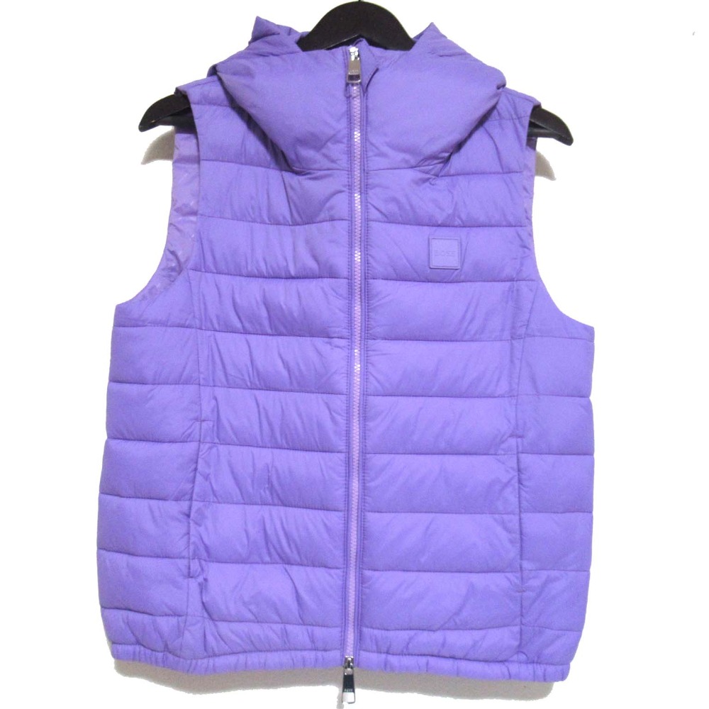 【中古】美品 HUGO BOSS ヒューゴボス 現行タグ ジップアップ フーディー パデッドベスト サイズF36A ラベンダー パープル レディース Luxs ブランド古着のリュクス
