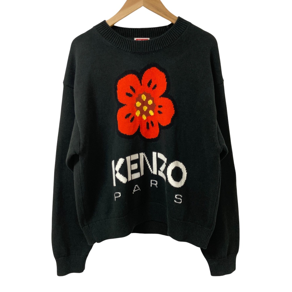 【中古】良品 KENZO ケンゾー NIGO BOKE FLOWER フラワー ニットセーター サイズS ブラック レディース Luxs ブランド古着のリュクス