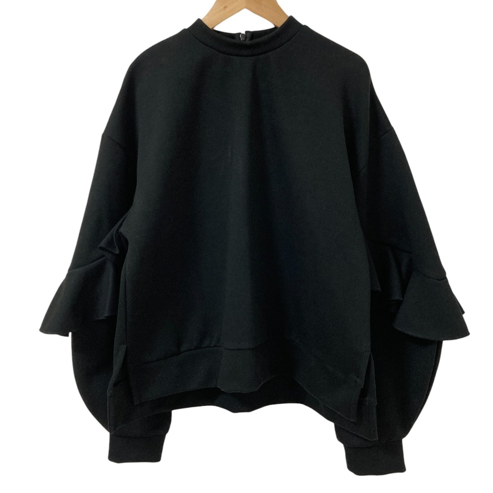 【中古】良品 24AW KEITA MARUYAMA ENFOLD ケイタマルヤマ エンフォルド RAFFLE-SLEEVES PULLOVER スウェット サイズ38 ブラック レディース Luxs ブランド古着のリュクス