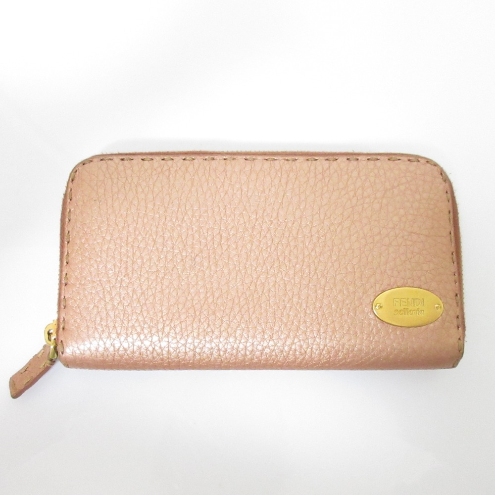 【中古】良品 FENDI フェンディ セレリア レザー ジップアラウンド ロングウォレット 長財布 8M0024 ピンクゴールド レディース Luxs ブランド古着のリュクス