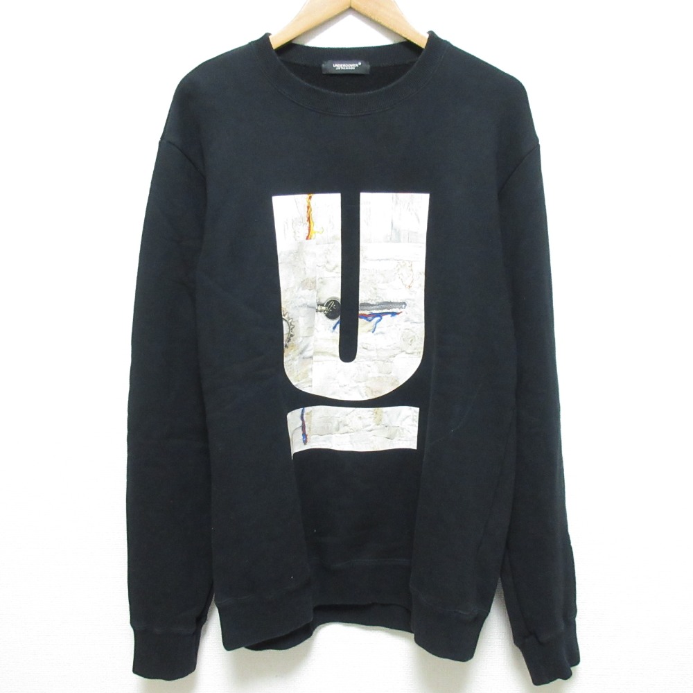 【中古】良品 UNDERCOVER アンダーカバー 30TH ANNIVERSARY Uロゴ プリント クルーネックスウェットトレーナー UCZ9814 サイズ4 ブラック メンズ レディース Luxs ブランド古着のリュクス