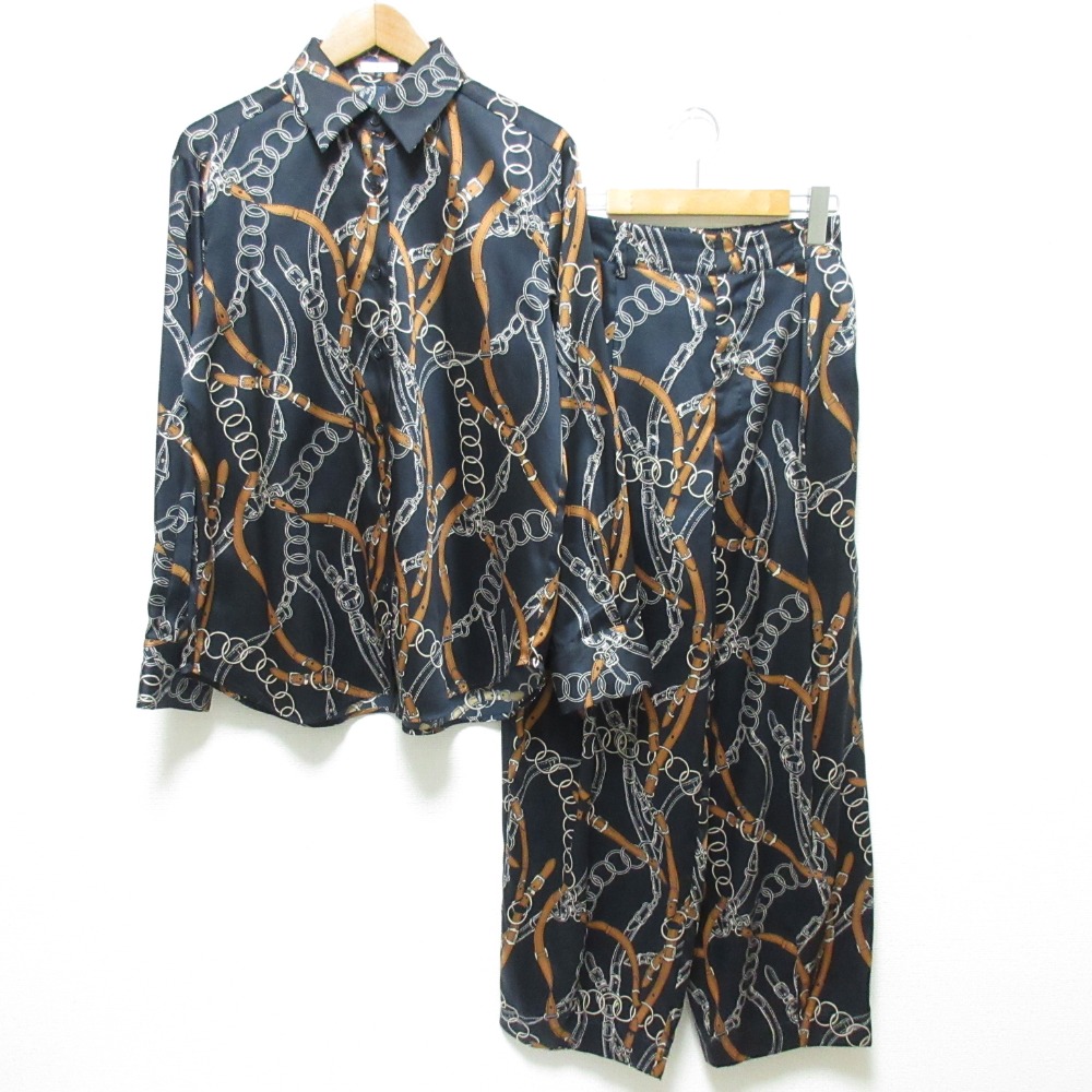 【中古】美品 24AW Sov. ソブ ダブルスタンダードクロージング チェーンプリントタックパンツ シャツ セットアップ サイズ36 ネイビー レディース Luxs ブランド古着のリュクス|Luxs(ブランド古着のリュクス)