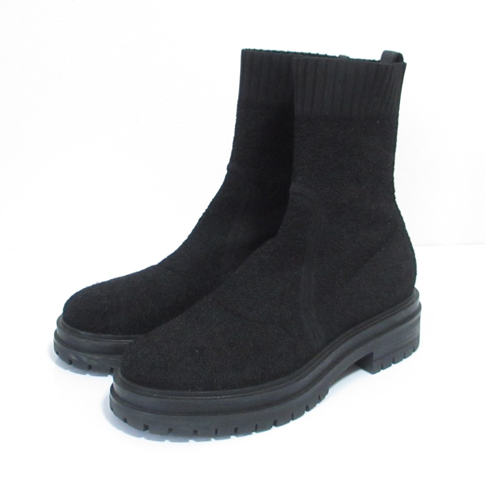 【中古】美品 Gianvito Rossi ジャンヴィトロッシ TORRANCE ニットブーツ サイズ36 23cm相当 ブラック レディース Luxs ブランド古着のリュクス