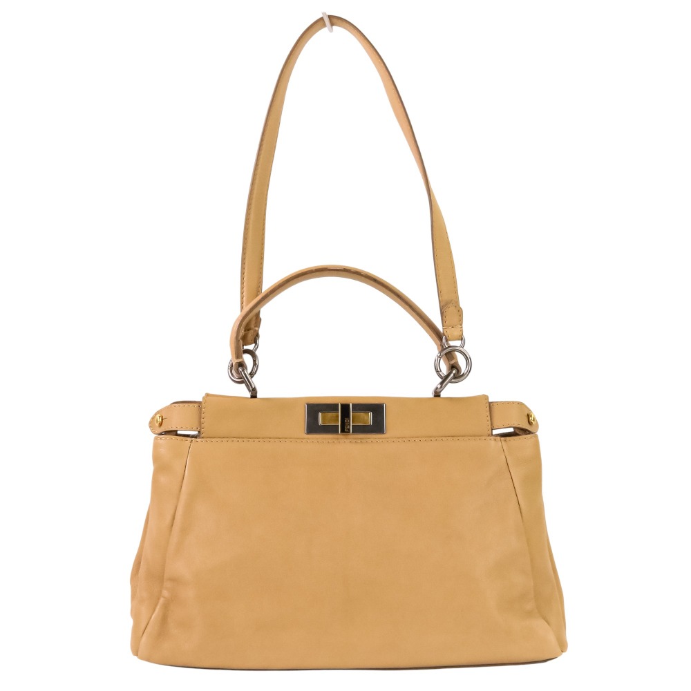 【中古】良品 FENDI フェンディ ピーカブー 2WAY ハンドバッグ ショルダーバッグ ブラウンベージュ レディース Luxs ブランド古着のリュクス