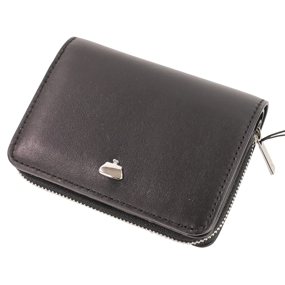 【中古】未使用 25SS Weekend Max Mara ウィークエンド マックスマーラ FLORES レザーコンパクトウォレット 財布 2525716014 ブラック レディース Luxs ブランド古着のリュクス