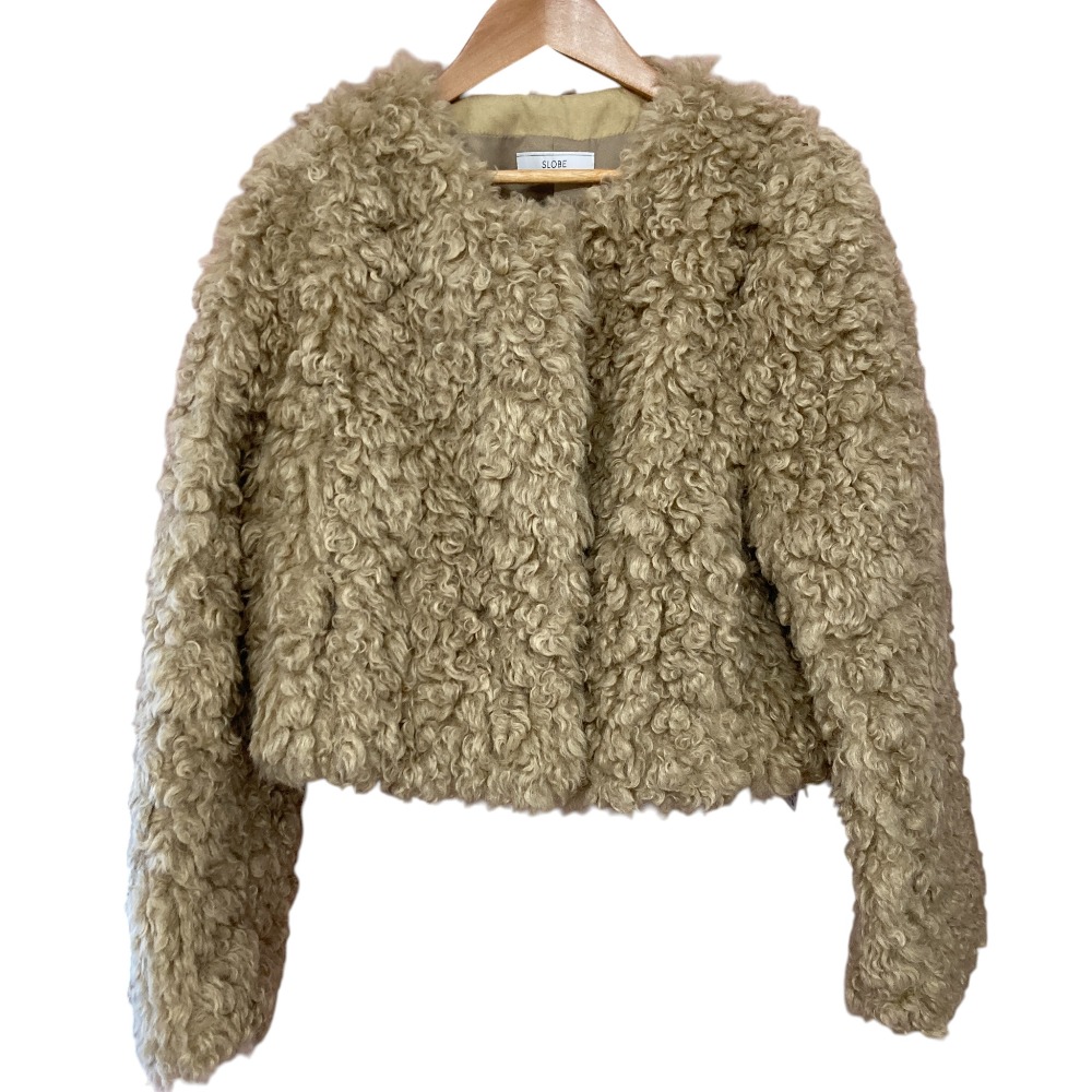 【中古】未使用 23AW SLOBE IENA スローブイエナ クルクルファーショートブルゾン サイズF ベージュ レディース Luxs ブランド古着のリュクス