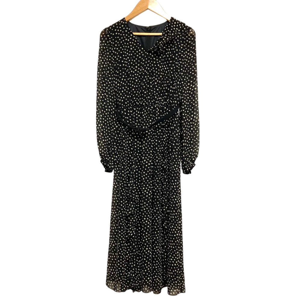 【中古】未使用 23SS ANAYI アナイ ランダムドットフリル ワンピース サイズ34 ブラック レディース Luxs ブランド古着のリュクス