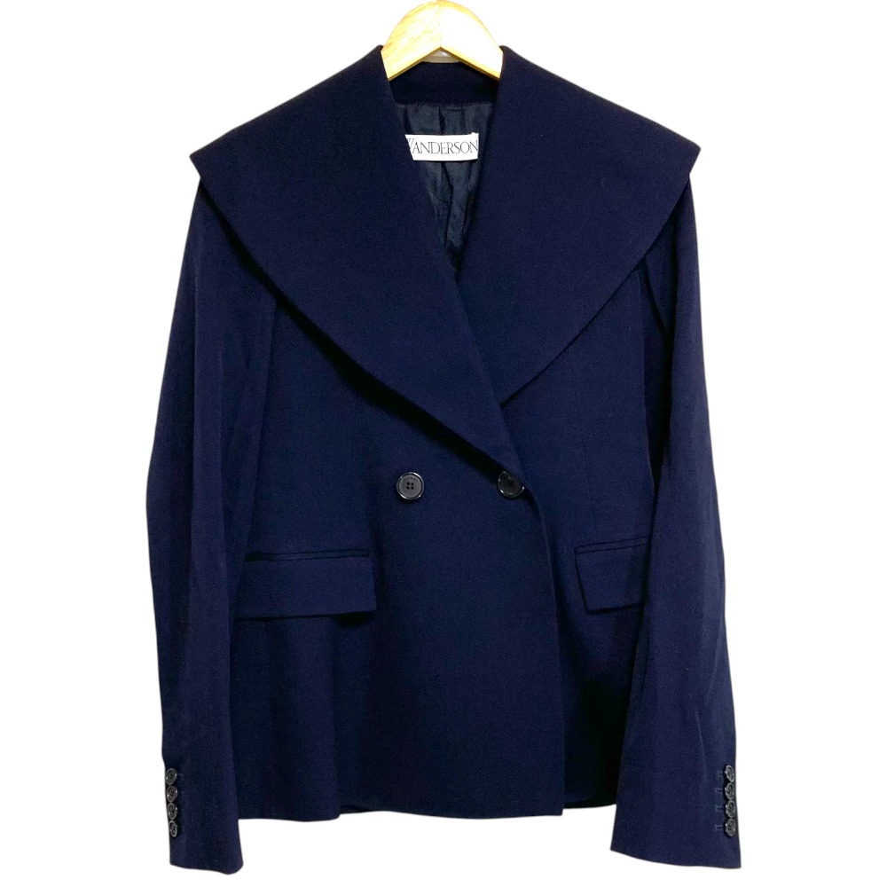 【中古】美品 JW Anderson JWアンダーソン ビッグカラー ウールギャバジン ジャケット JK0092PG0011888 サイズ6 ネイビー レディース Luxs ブランド古着のリュクス