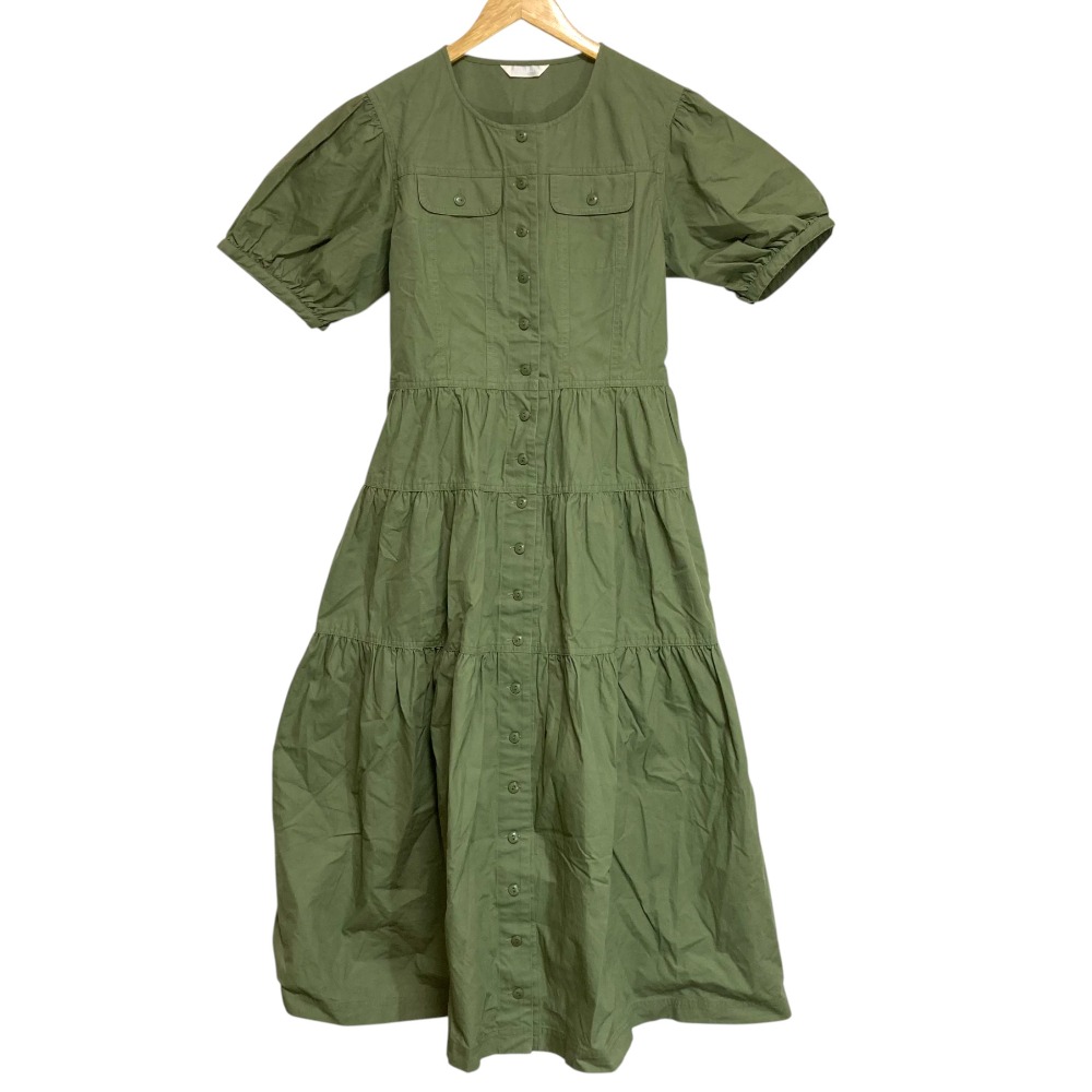 【中古】美品 PINK HOUSE ピンクハウス ティアード シャツワンピース A2133FAY165 カーキ レディース Luxs ブランド古着のリュクス