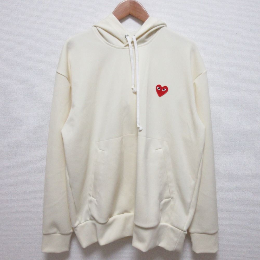 【中古】良品 AD2023 PLAY COMME des GARCONS プレイコムデギャルソン ロゴ プルオーバーパーカー サイズXL クリーム メンズ レディース Luxs ブランド古着のリュクス｜Luxs（ブランド古着のリュクス）