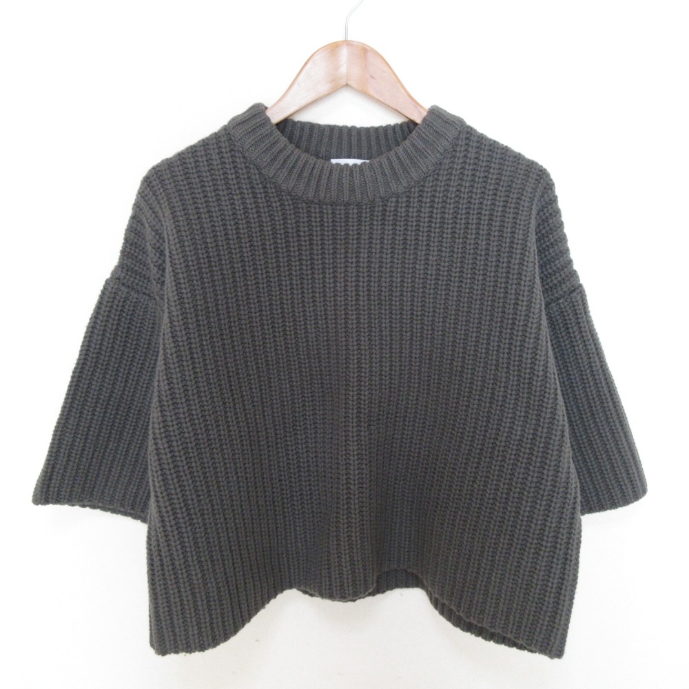 【中古】美品 HYKE ハイク RIBBED CROP TOP ショート丈 ミドルゲージニットセーター 212-11246 サイズ1 グレー レディース Luxs ブランド古着のリュクス