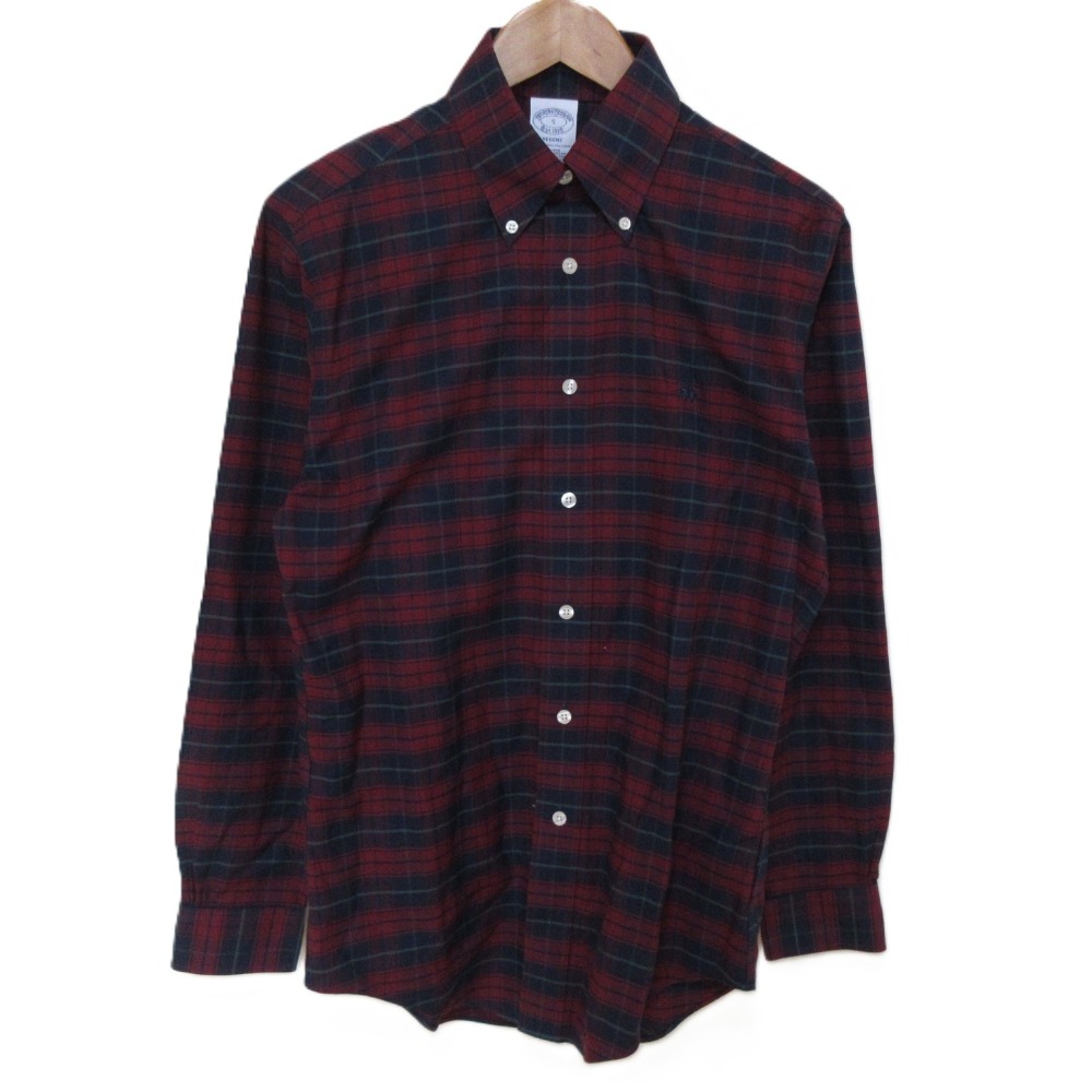 【中古】未使用 Brooks Brothers ブルックスブラザーズ REGENT チェック柄 ボタンダウン 長袖シャツ S レッド ネイビー メンズ Luxs ブランド古着のリュクス 7,268円