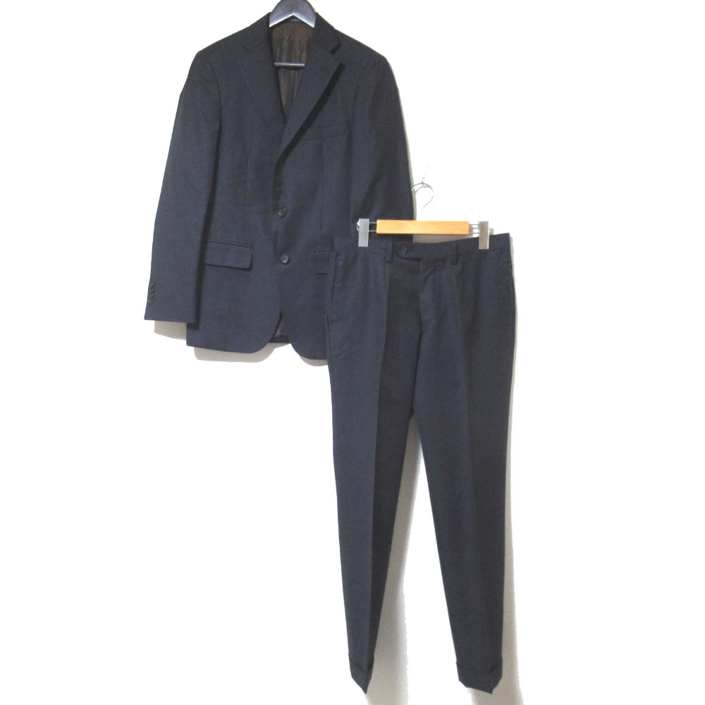 【中古】美品 SCABAL スキャバル パーソナルオーダー ソリッド テーラードジャケット+スラックスパンツ スーツ セットアップ ネイビー メンズ Luxs ブランド古着のリュクス
