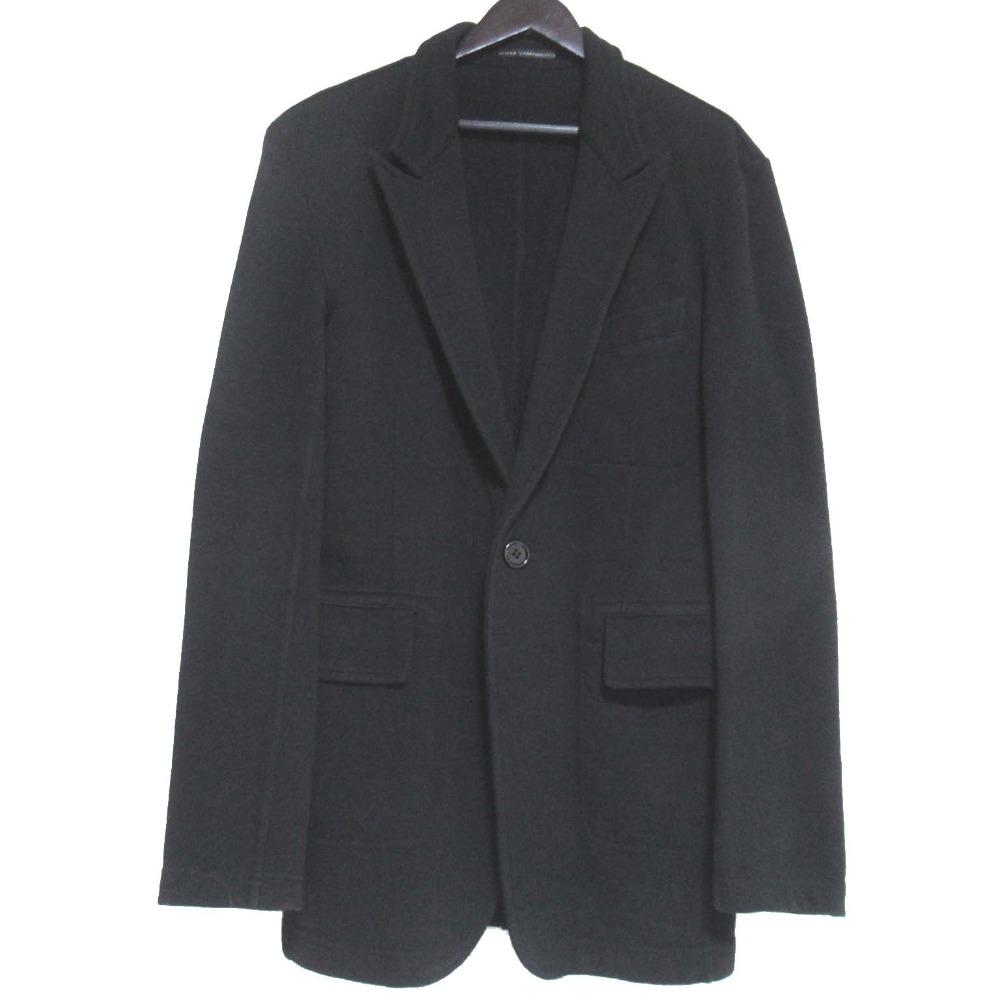 【中古】美品 Y for men ワイズフォーメン ヨウジヤマモト ヴィンテージ スウェット ロング テーラードジャケット サイズ2 ブラック メンズ Luxs ブランド古着のリュクス