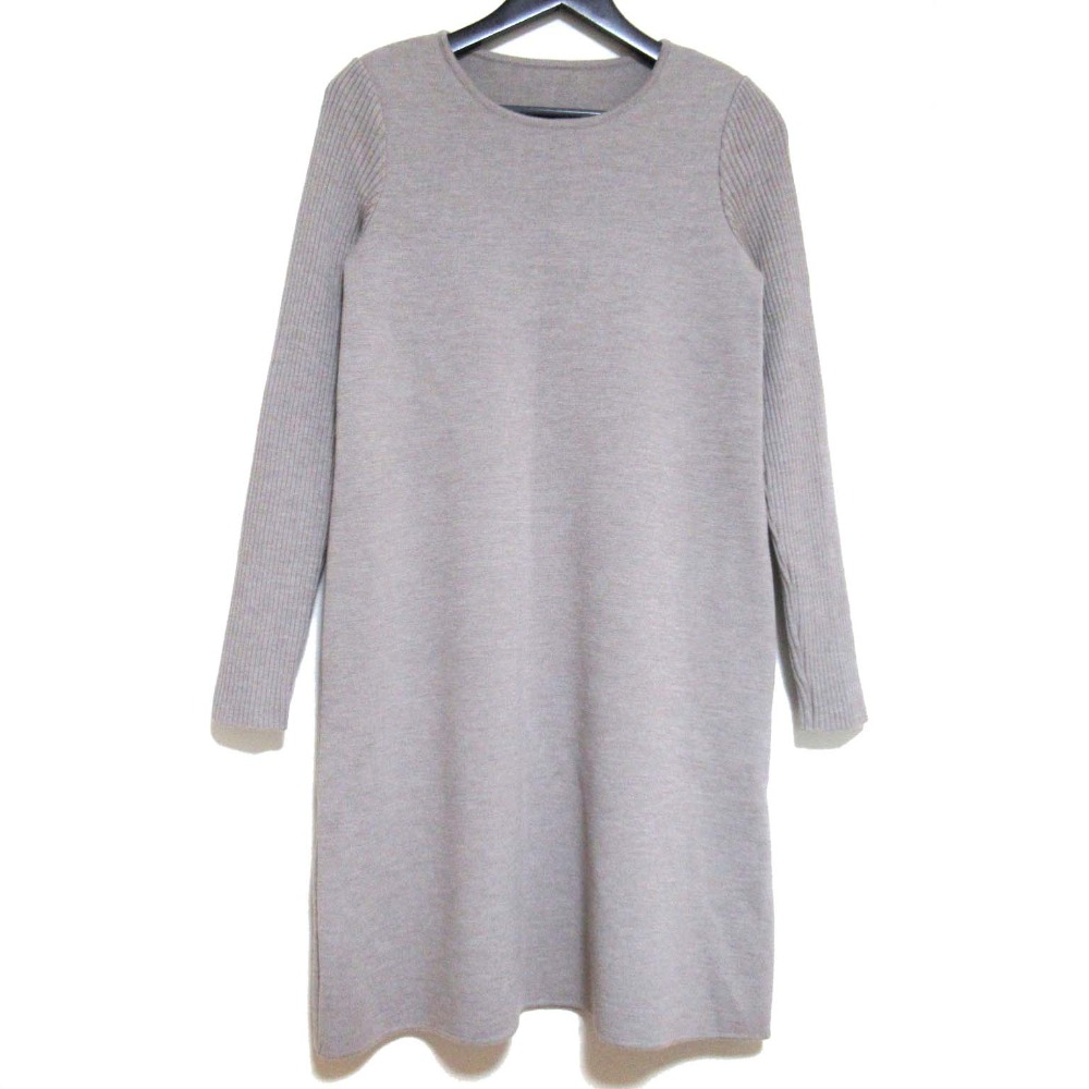 【中古】美品 FOXEY BOUTIQUE フォクシーブティック Siena ウール ニット ワンピース 40389 サイズ40 グレージュ レディース Luxs ブランド古着のリュクス